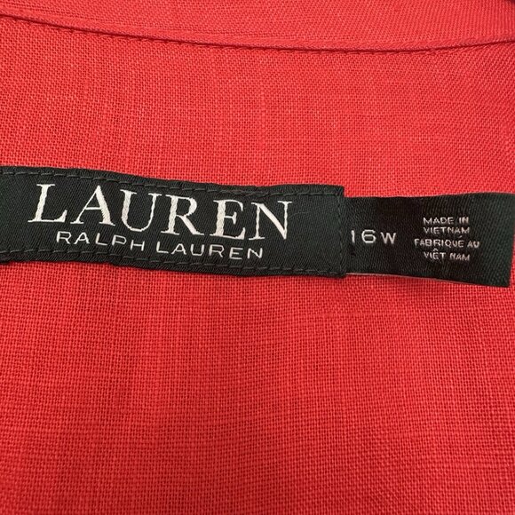 Lauren Ralph Lauren 100% Linen Red Jacket Blazer Women 16 Button Old Money - Picture 2 of 8